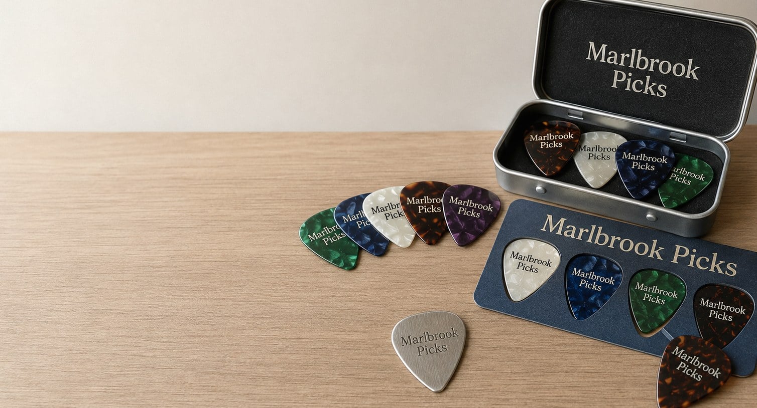 Custom printed guitar picks with logo